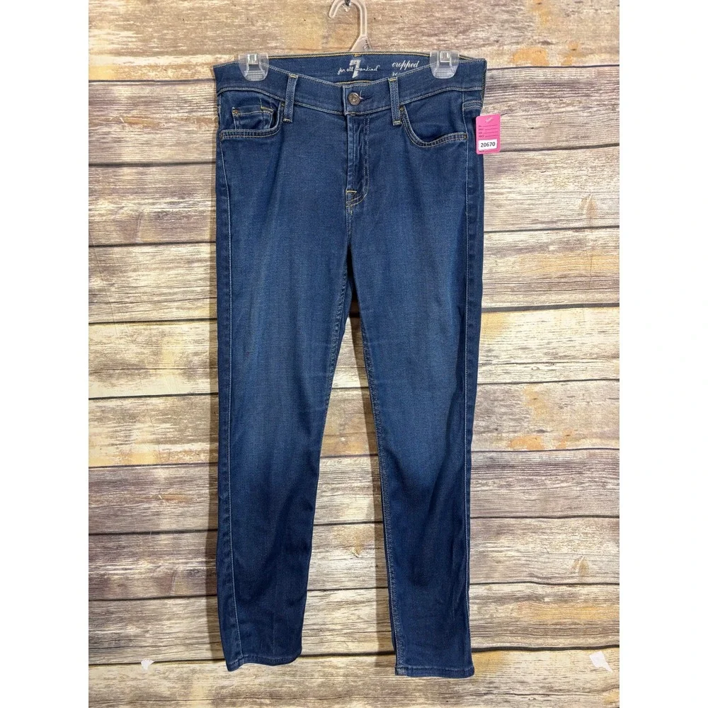 7 For All Mankind Roxanne Cropped Jeans‎ Dark Wash Size 27 Women's Denim